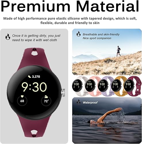 Miniatura 2 de Miimall Correa de reloj compatible con Google Pixel, pulsera deportiva de silicona suave para mujeres y hombres, correa de repuesto delgada ligera y