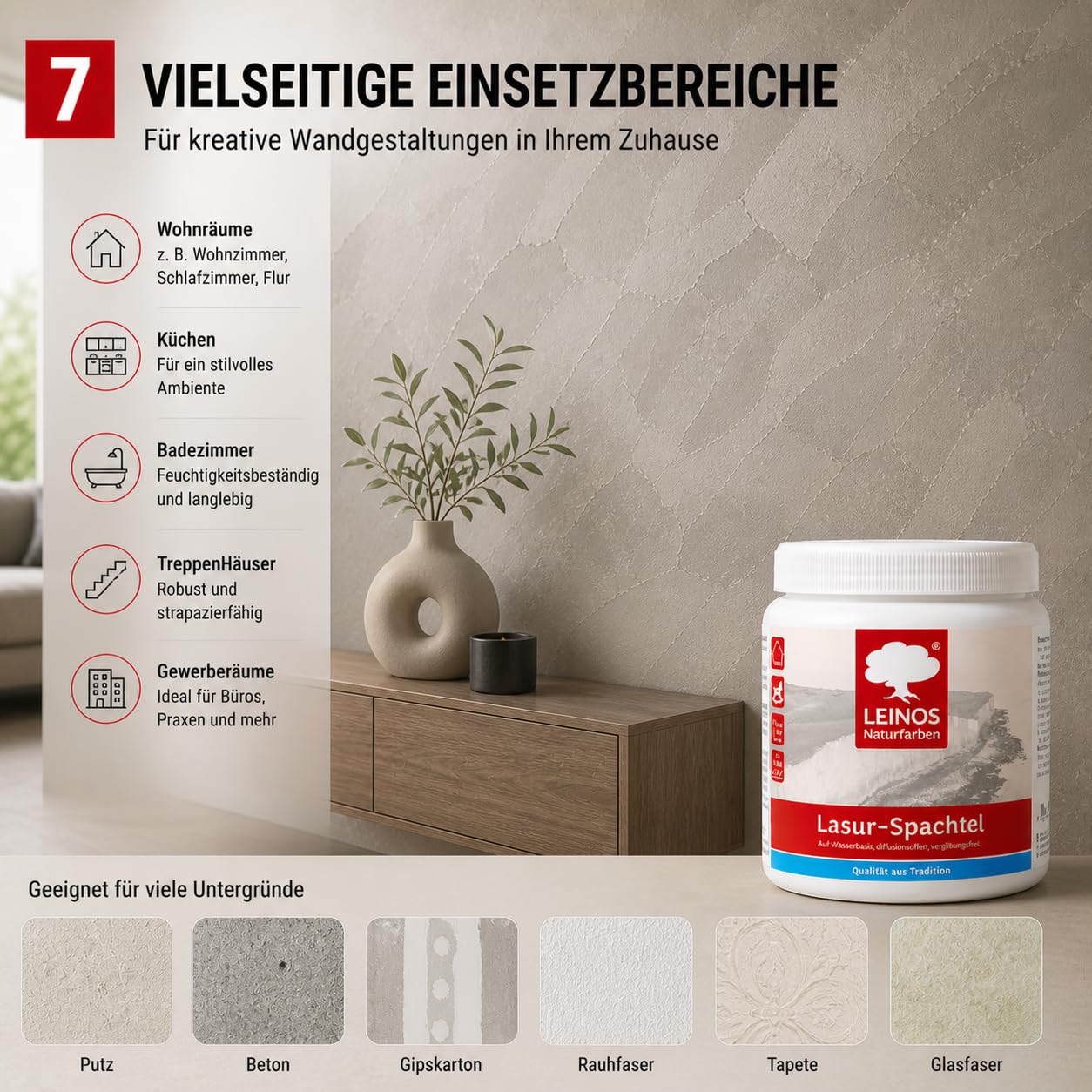LEINOS Lasur-Spachtel 0,75 L – transparente Spachtelmasse