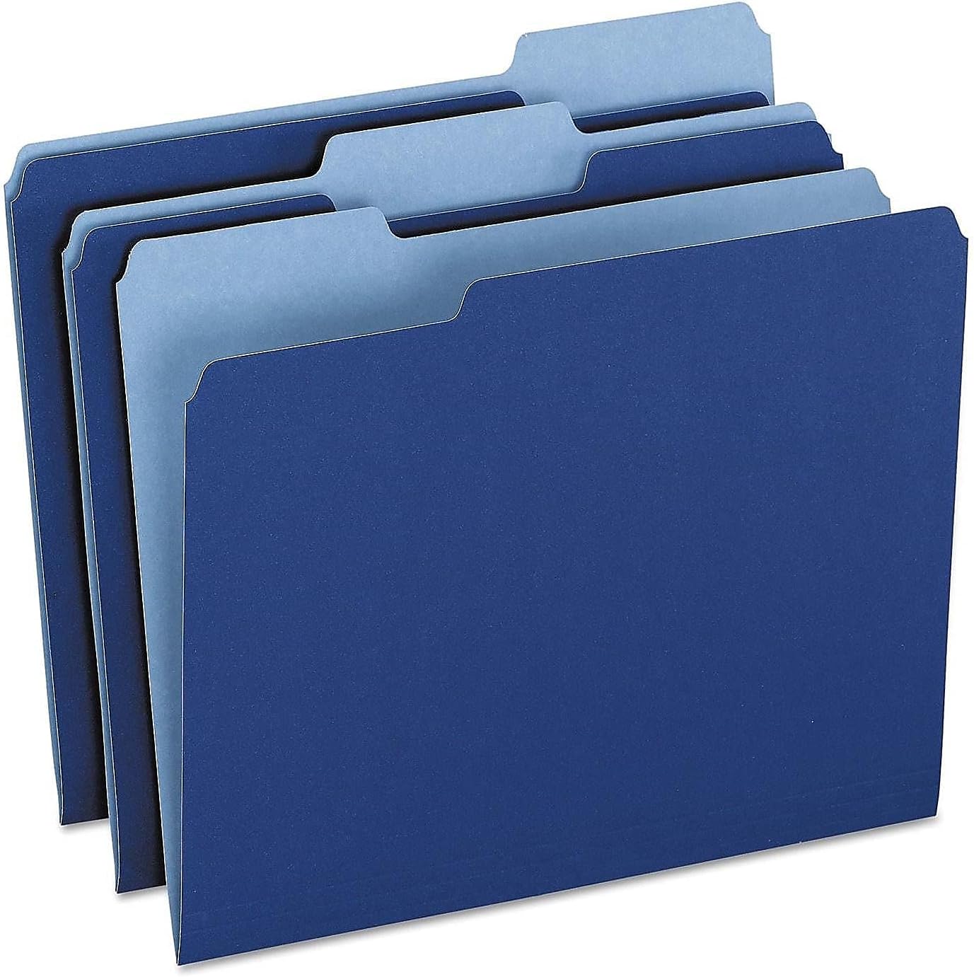 Pendaflex Two-Tone Color File Folder - Letter - 8.5amp;quot; x 11amp;quot; - 1/3 Cut Tab on Assorted Position - 100 / Box - 11pt. - Navy Blue