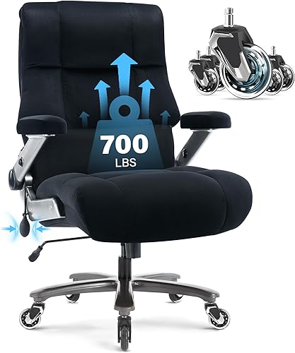 Silla de oficina grande y alta, 500 libras, silla de escritorio ejecutiva con soporte lumbar ajustable, brazos abatibles 3D, ruedas silenciosas