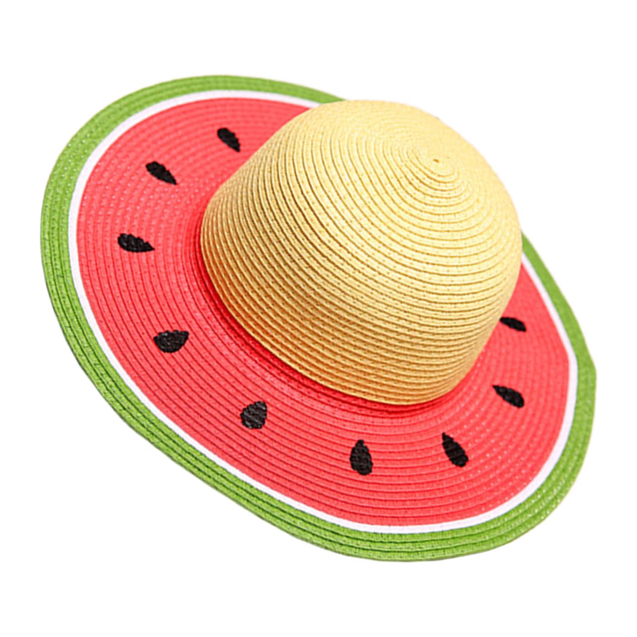 Sombrero de Paja de Sandía para Niñas, ala Ancha, Verano