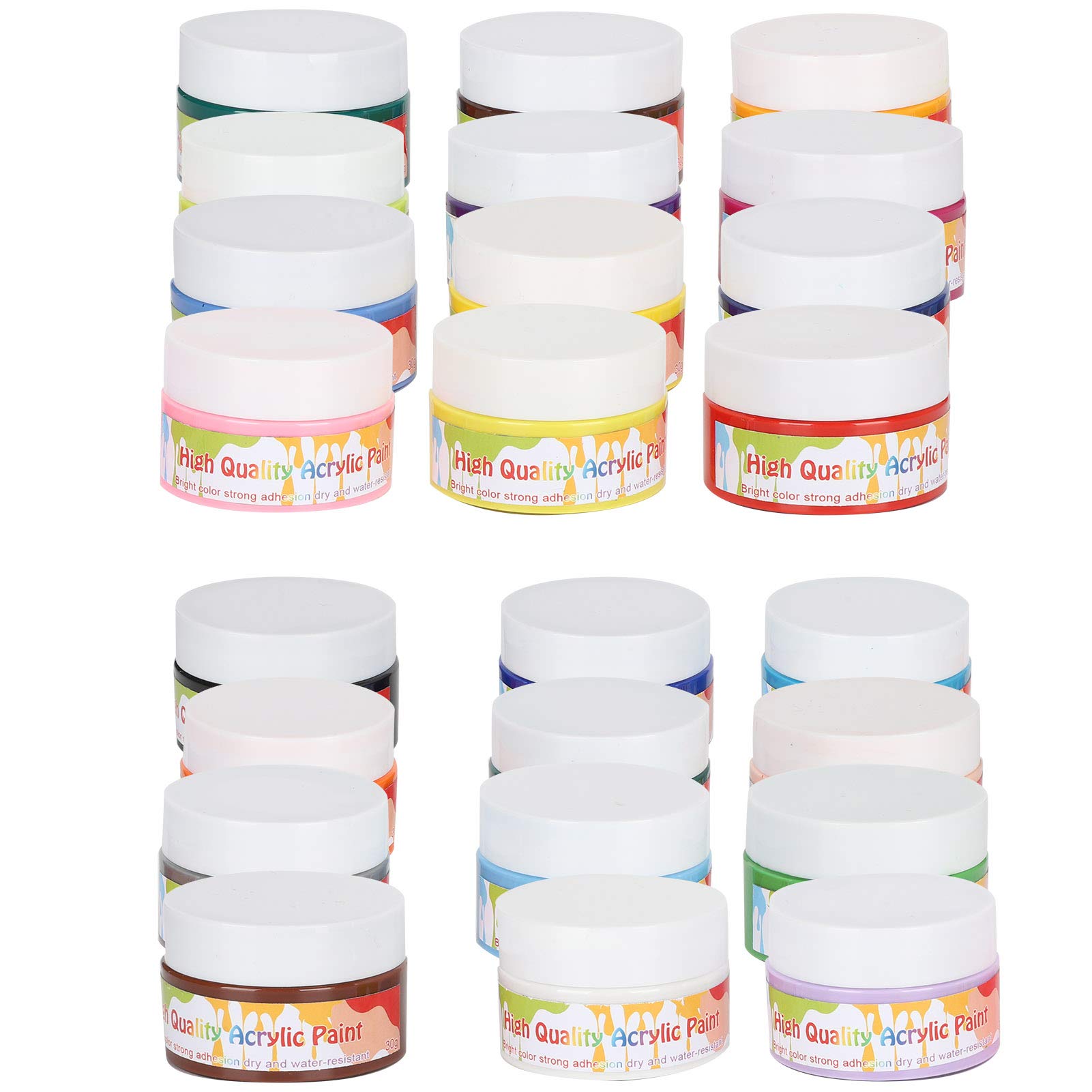 Professionelles Acrylfarben-Set mit 24 Farben, Künstler-Malpigment für DIY-Zeichnung, Wandfarbe mit leuchtenden Farben und cremiger Konsistenz, schnell trocknend für Stoff, Holz,