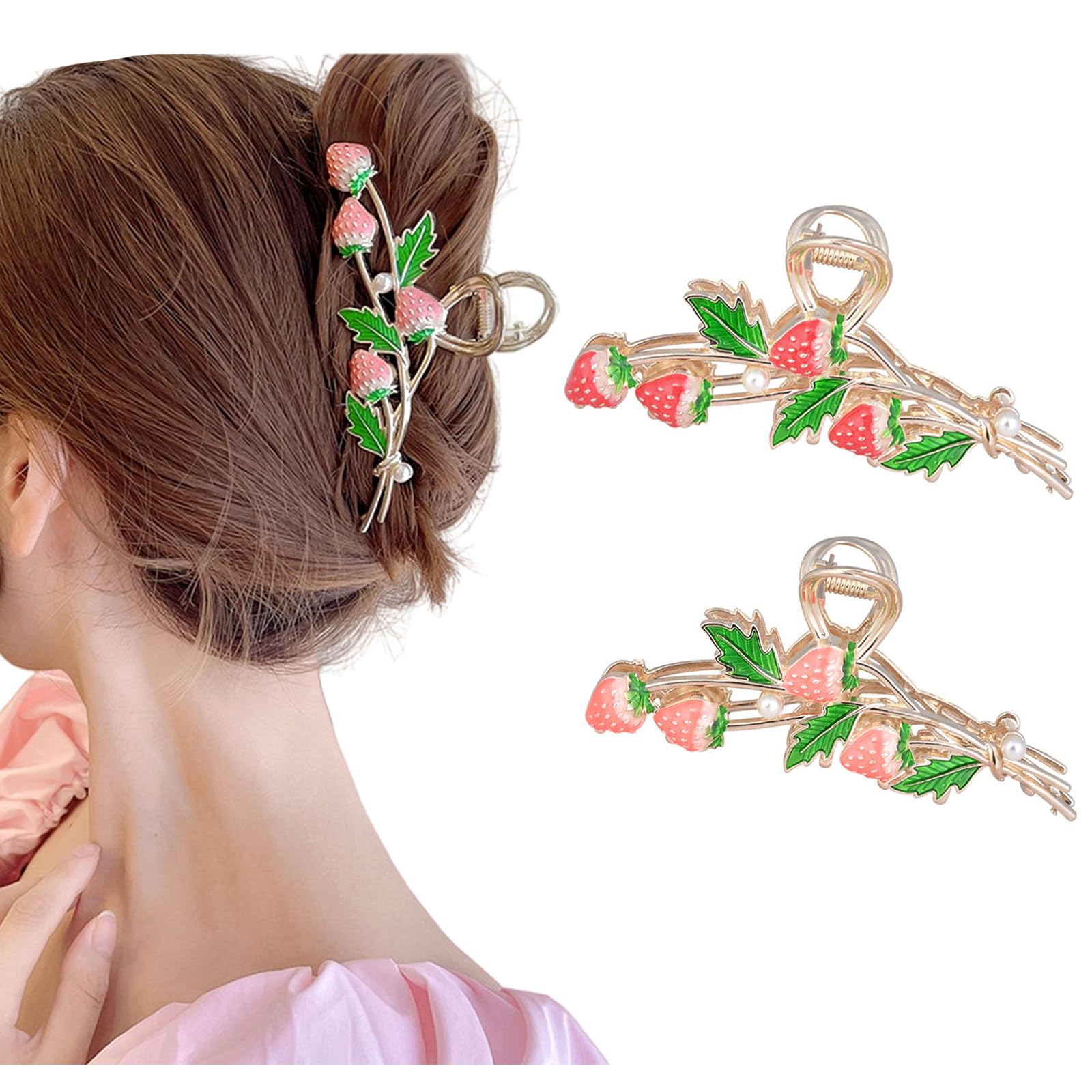 Amazon.com : ITingstere Hair Clip 2Pcs Cute Strawberry Metal 