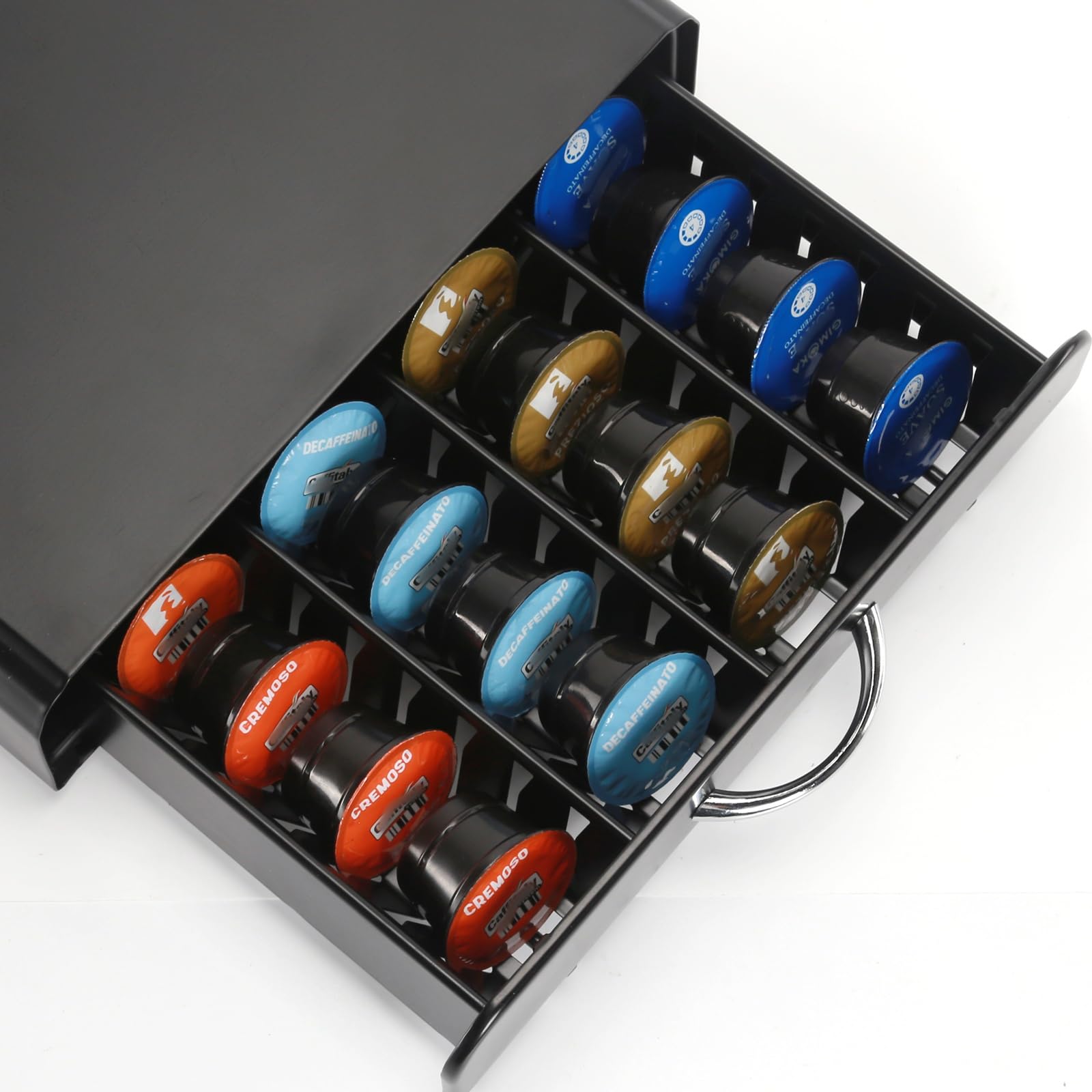 Tiroirs pour capsules, tiroir pour ranger 40 capsules, boîte de rangement en métal, noir.