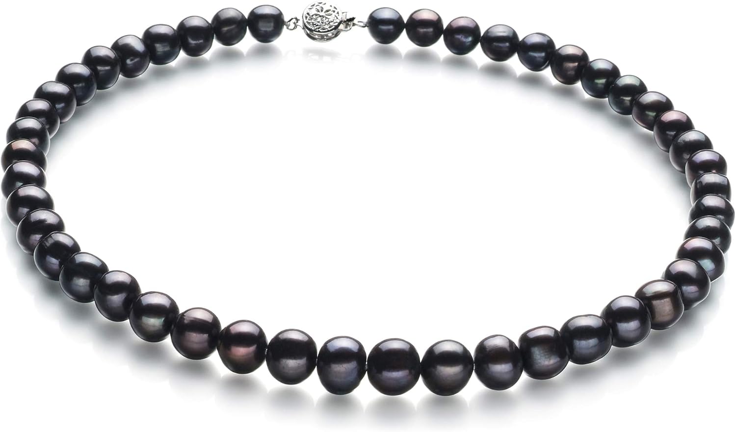 Kaitlyn Black 8-9mm A Quality Freshwater 925 Sterling Silver Cultured Pearl Necklace For Women