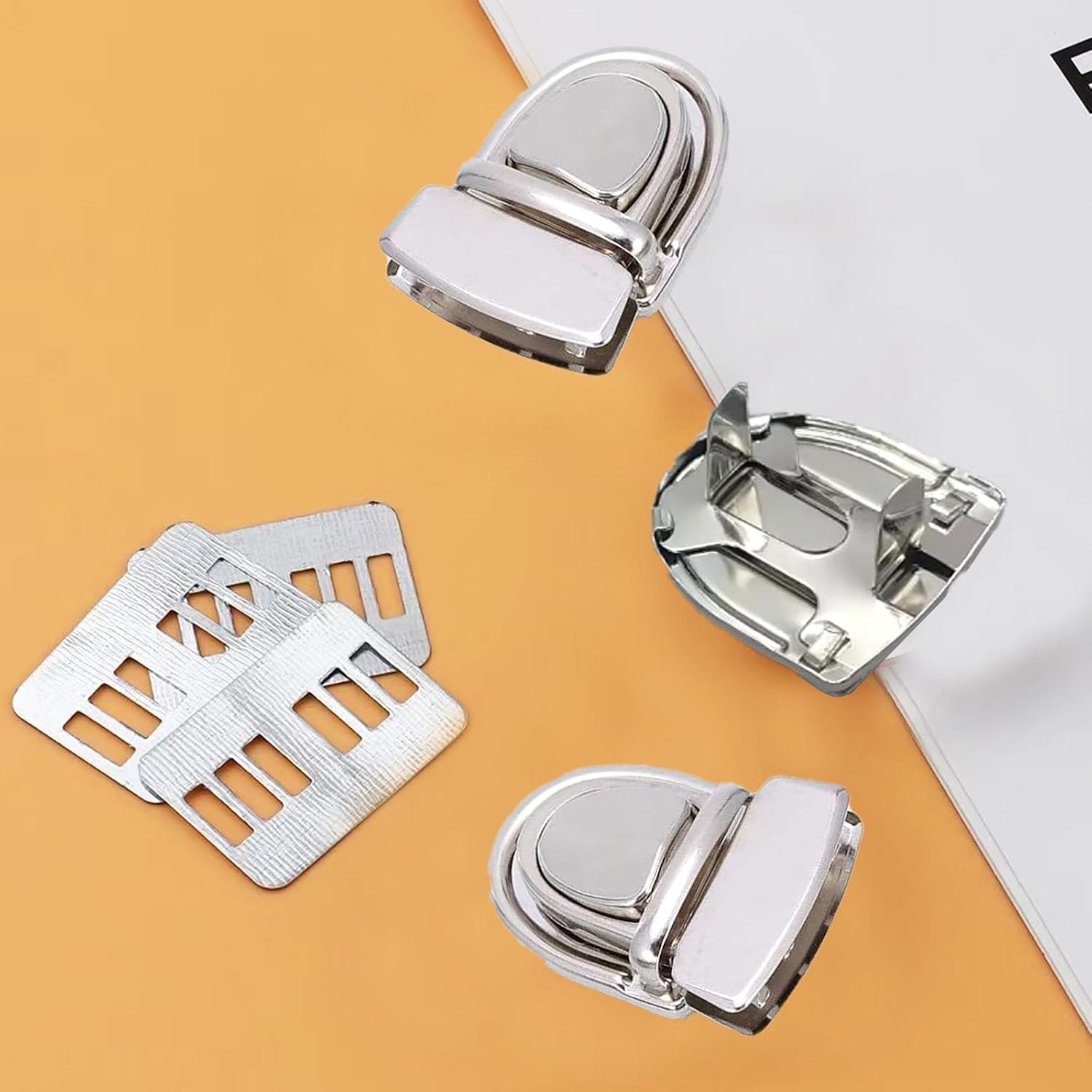 10 Sets Tuck Lock Clasp Catch Purse Tongue Lock Metal Press Lock Buckle for DIY Crafts Handbags Backpacks Wallets Leather Handbags Making