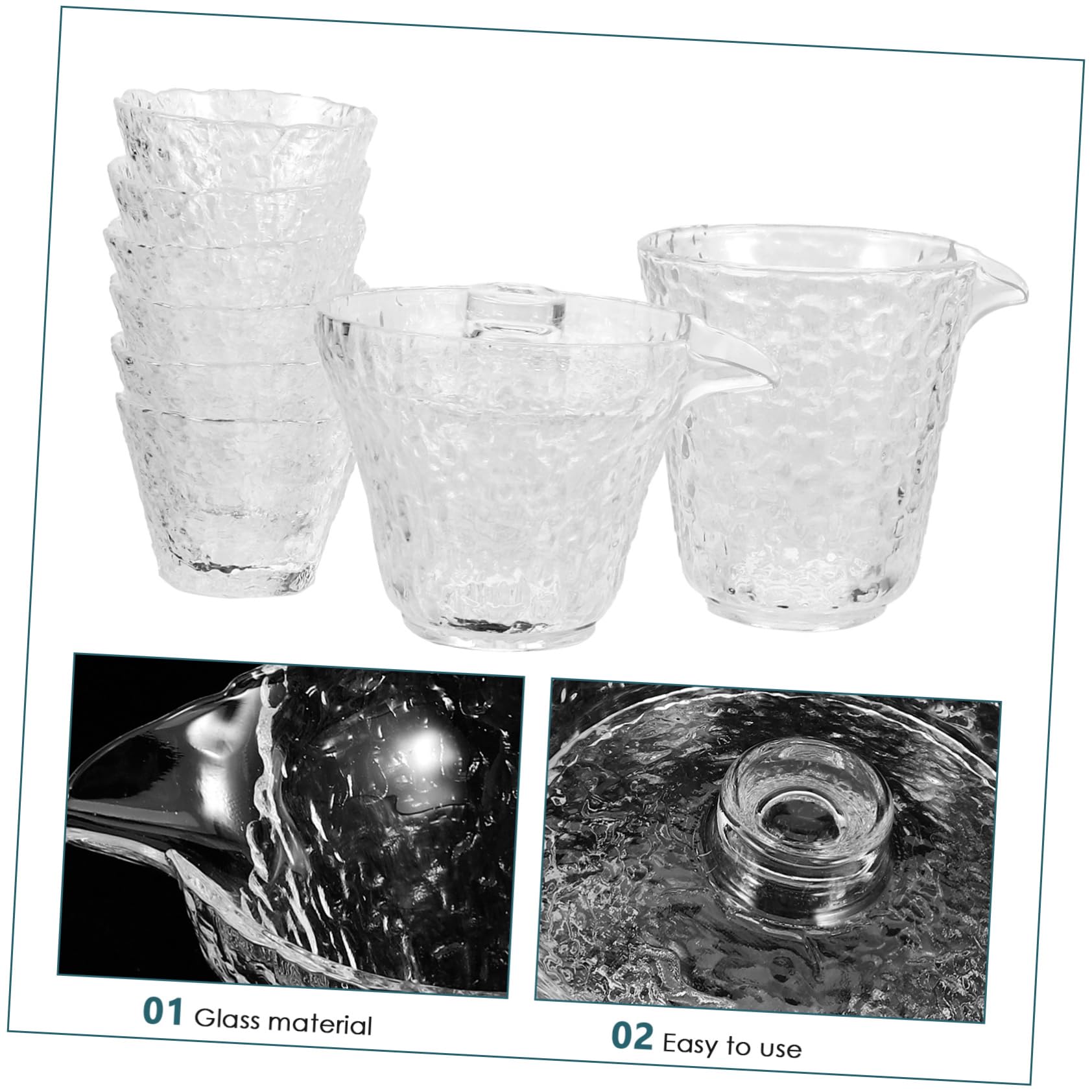 COLLBATH Teeservice Elegantes Chinesisches 8 Stück aus Hitzebeständigem Glas Teegläser mit Einfachem Gebrauch für Zuhause und Esszimmer