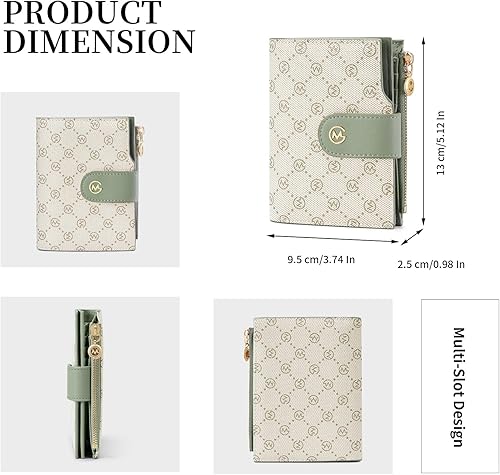 Miniatura 5 de GOLF SUPAGS Carteras para mujer, de piel de PVC, pequeña, plegable, con cremallera, bolsillo, monedero, gran capacidad, organizador de múltiples