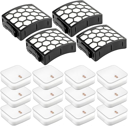 Paquete de 16 filtros Hepa + 12 filtros de espuma compatibles con Shark LA502, LA322, LA702, LA502, LA301, LA300, LA455, LA702 Rotator Lift-Away ADV