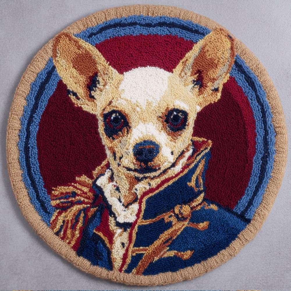 WallustrioaW Round Latch Hook Rug Kits Dog for Adults and Starter 50 * 50Cm
