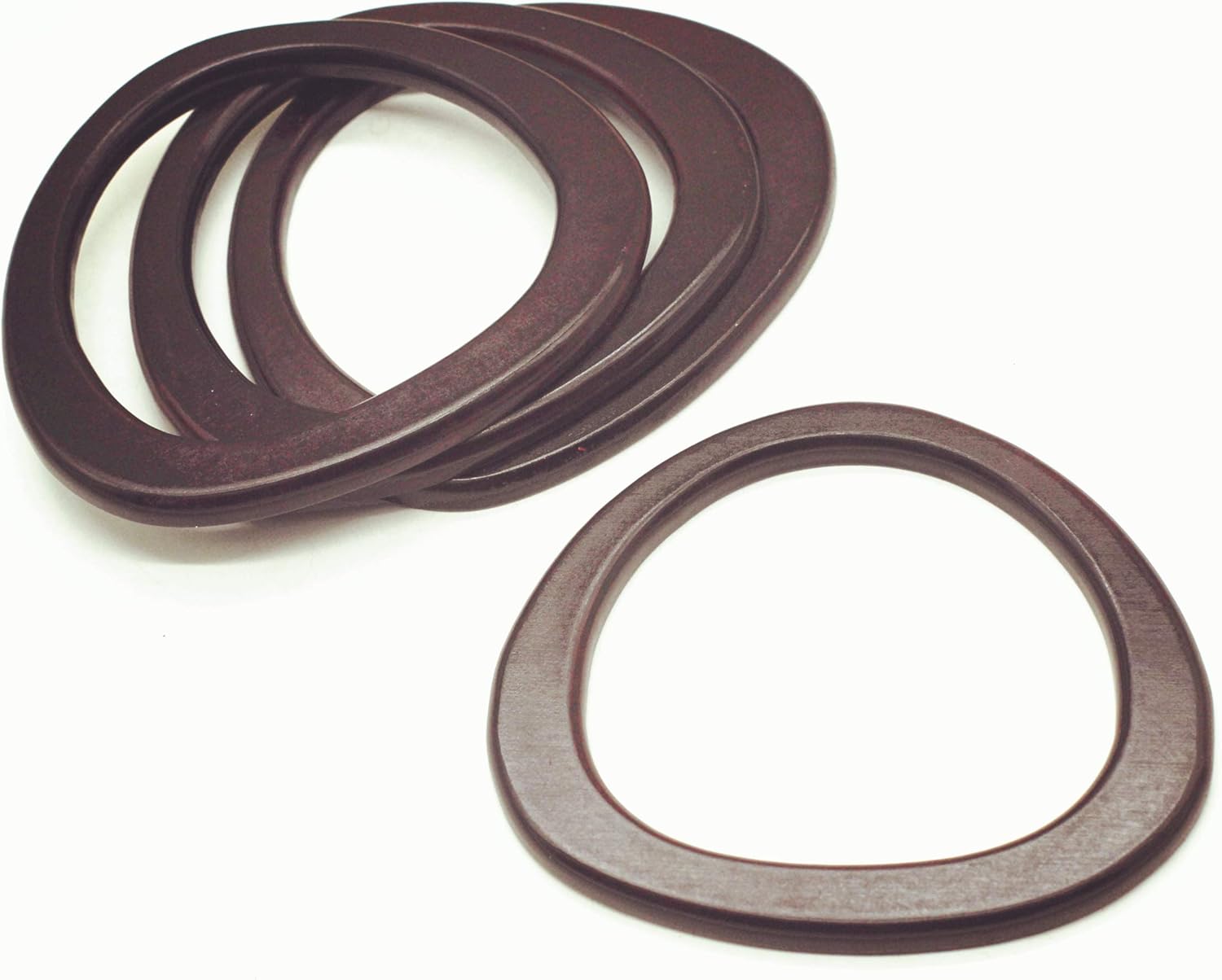 Model Worker 4PCS MDF Oval Shaped Handles Replacement for Handmade Bag Handbags Purse Handles (Dark Brown) - Image 2