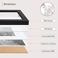 Vista 9 de HappyHapi 4x6 Picture Frame Set of 5, Black Frames Display Photo 3.5x5 with Mat or 4x6 without, Gallery Wall Frame Set, Wall or Tabletop Display