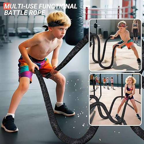 Miniatura 7 de Cuerda de batalla para ejercicio, cuerda de entrenamiento, cuerda de ejercicio, cuerdas de batalla para gimnasio en casa, cuerdas pesadas para