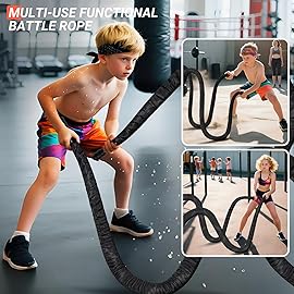 Brobantle Battle Rope 1 Inch Diameter,30FT Exercise Workout Ropes for Home Gym Heavy Weighted Training Rope for Working Out