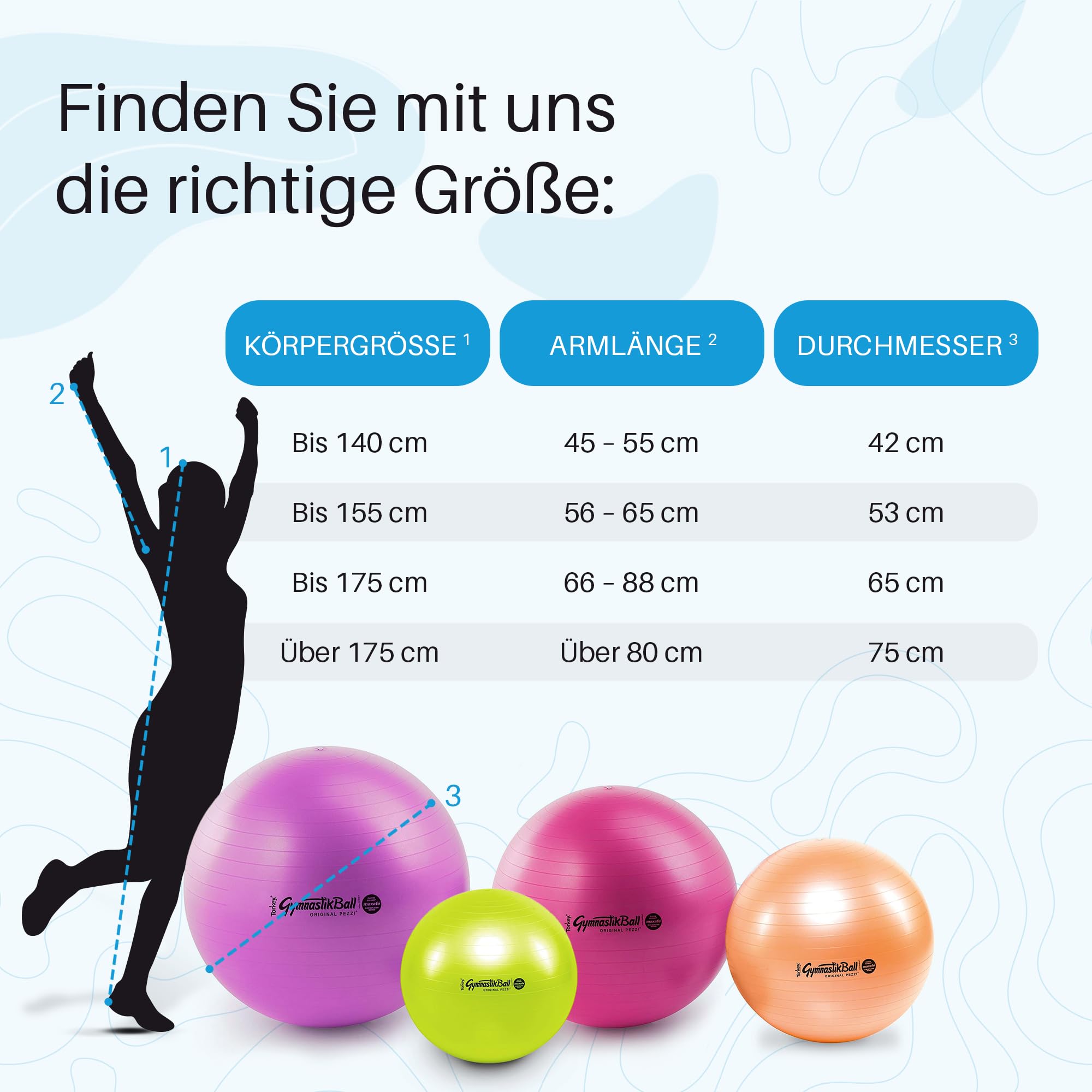 Original Pezziball MAXAFE 53cm pearlwhite mit Ballschale & Pumpe Gymnastikball