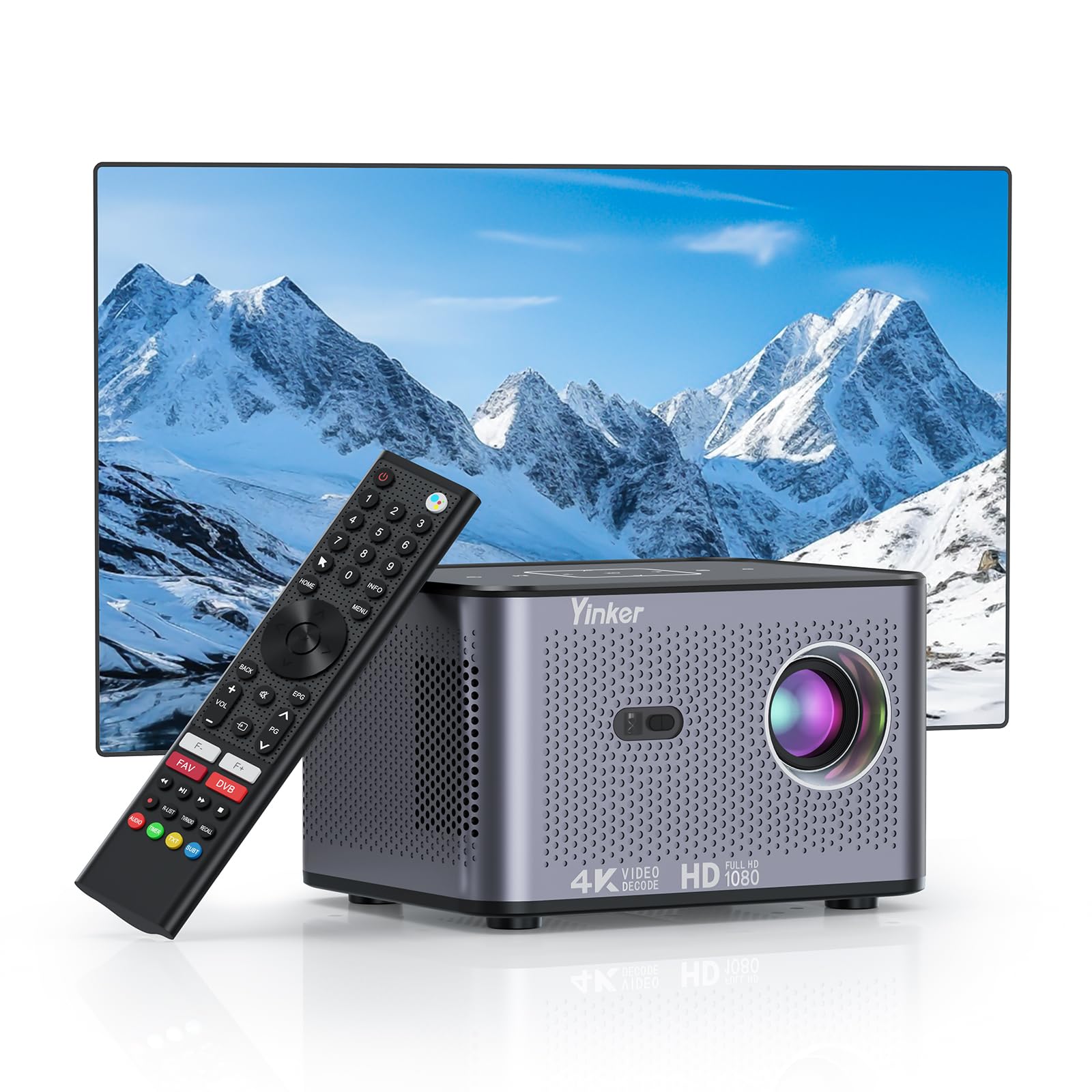 Mini proiettore con WiFi Dual Band e Bluetooth, proiettore portatile intelligente, supporto 4K per Home Cinema e Outdoor
