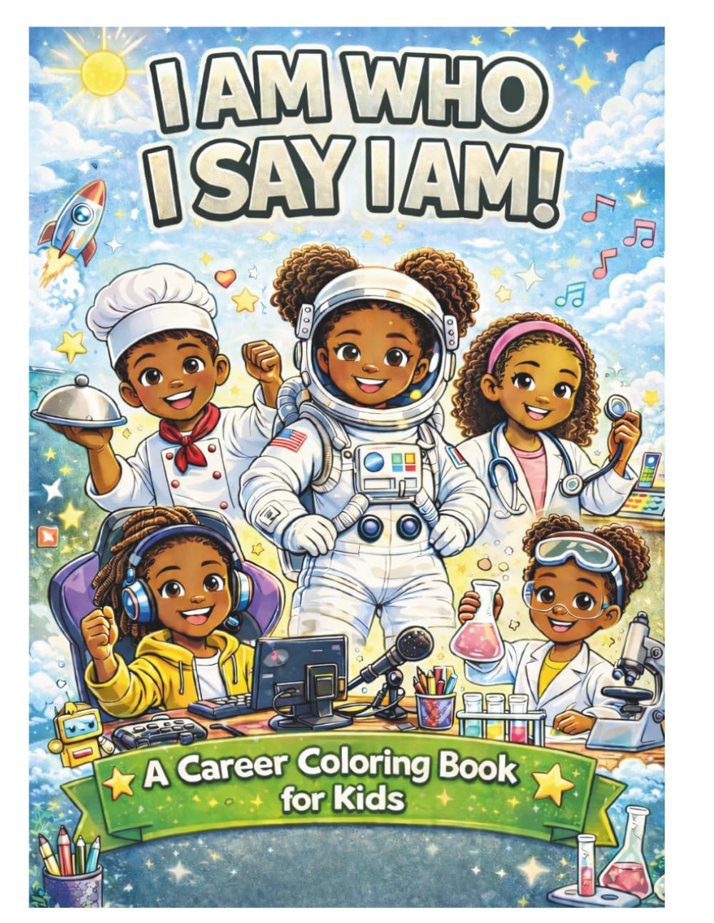 I AM WHO I SAY I AM: An Empowering Coloring Book for Kids Featuring Inspiring Careers and Positive Affirmations