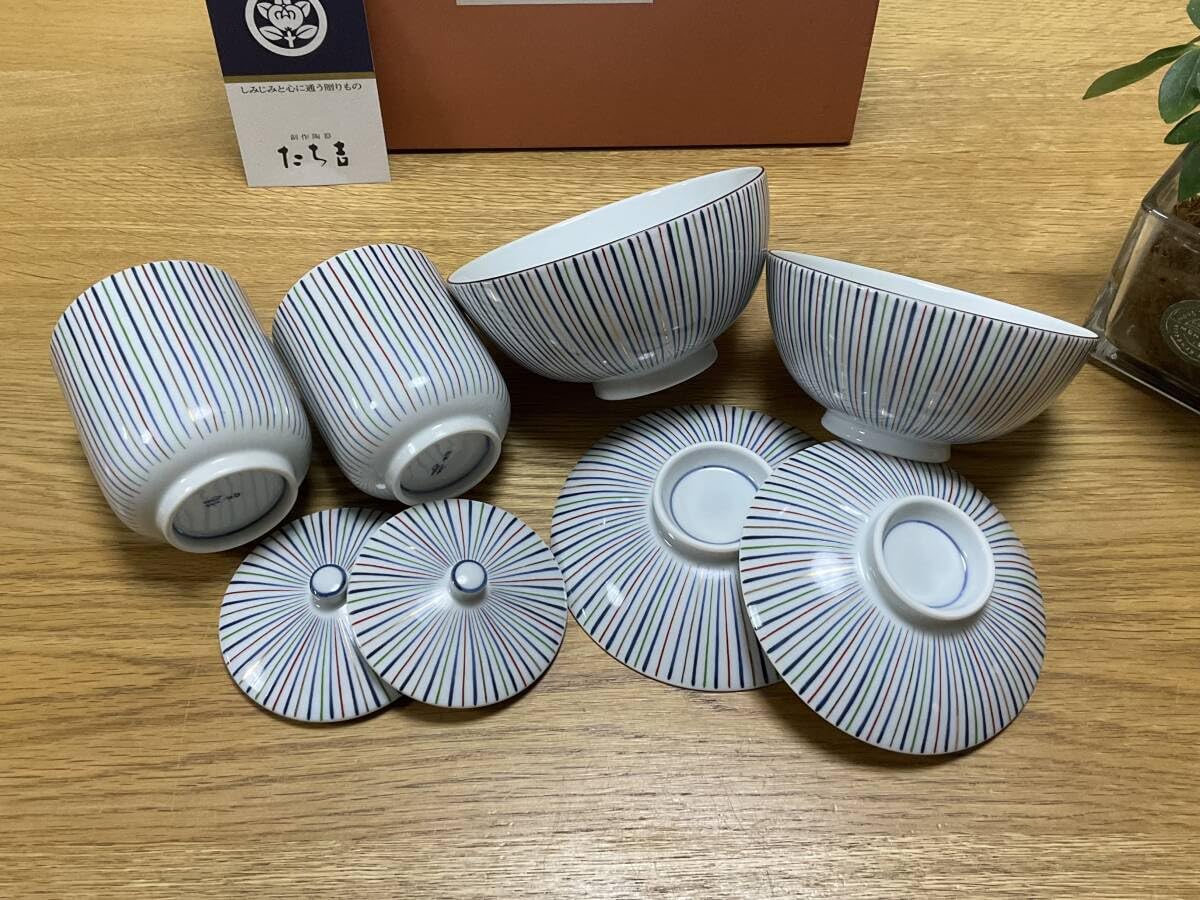 骨董品　たち吉　× 山田百貨店　夫婦　蓋付湯飲み　蓋付ご飯茶碗　ペア 骨董品 たち吉 × 山田百貨店 夫婦 蓋付湯飲み 蓋付ご飯茶碗 ペア