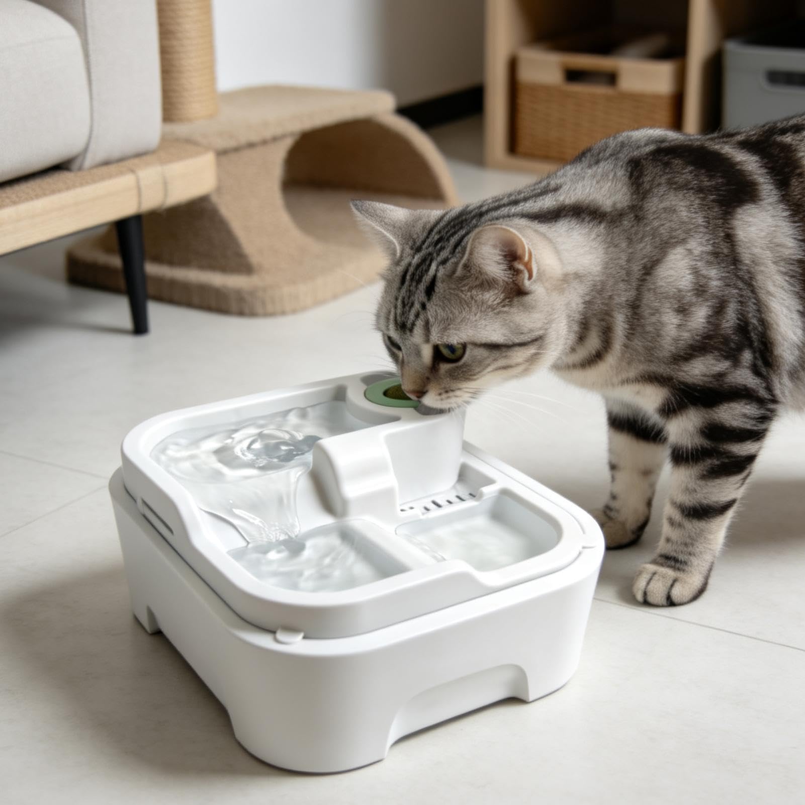 Fuente de agua silenciosa automática para gatos de gran capacidad para