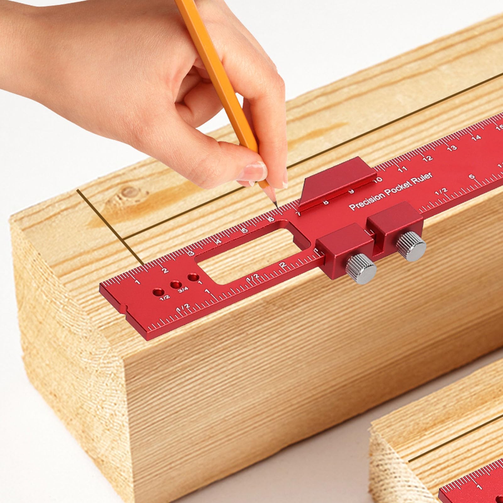 Uadme Carpenter Pocket Slide T-Rule 160mm, Aluminum Alloy Combination Square Tool with Metric/Inch Measurements, Measuring Tool for Scribing, Woodworking, Marking