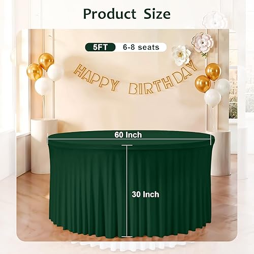 Miniatura 28 de Mantel redondo de 60 pulgadas blanco con borde elástico – Mantel ajustado sin arrugas y lavable para mesa redonda de 5 pies, mantel reutilizable