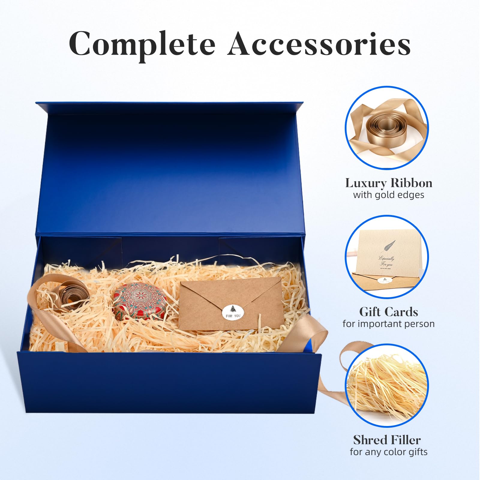 LIFELUM Große Geschenkbox, 35,6 x 21,6 x 11,4 cm, Weihnachts-Geschenkboxen mit Deckel, für Geschenke für Jahrestag, Hochzeit, Antrag, Geburtstag, Geschenkboxen mit zerkleinertem Füllkartonband