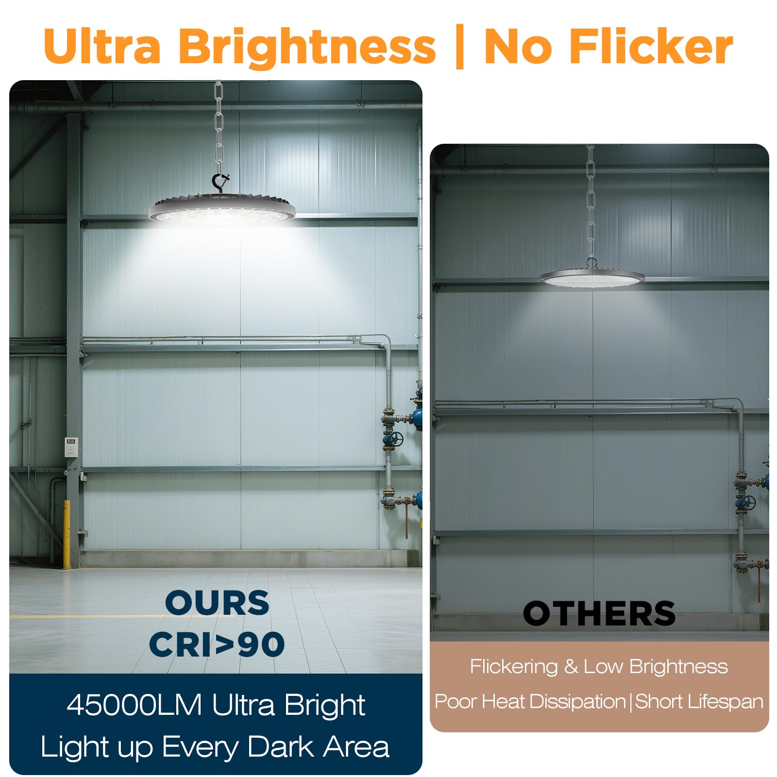 320W 4 Pack UFO High Bay Light LED Shop Lights 45000LM Garage Lights 6500K LED Barn Light Industrial — view 8