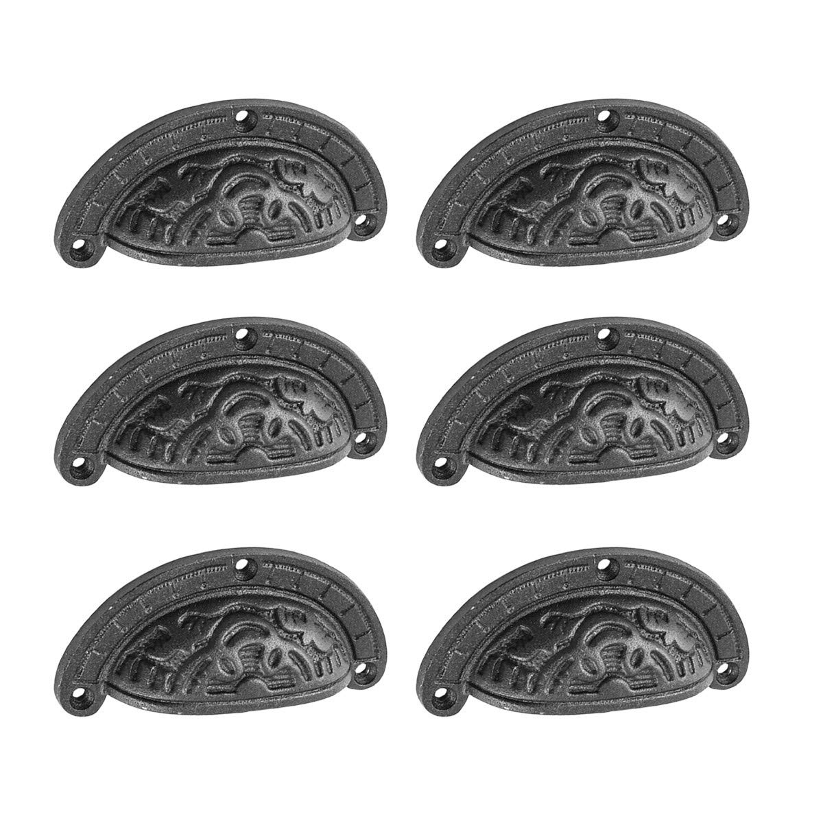 Renovators Supply Manufacturing Cabinet Handles 3 7/8 In. Black Wrought Iron Cabinet Knobs, Drawer Pulls With Mounting Hardware Pack Of 6