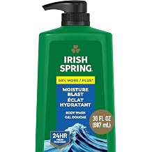 Irish Spring Mens Body Wash, Moisture Blast Body Wash for Men, Feel Fresh All Day, 30 Oz Pump Bottle | Face and Body Wash, Men&rsquo;s Body Wash, Paraben-Free, Moisturizing, Retains Skin's Natural Moisture, Grooming
