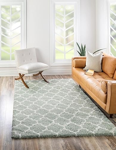 Miniatura 1 de Unique Loom Rabat Shag Collection Alfombra de área, mármol (7 pies 10 pulgadas x 10 pies, rectangular, blanco cianmarfil)