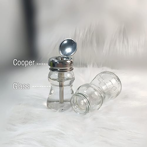 Miniatura 2 de JS&Walk - Botellas dispensadoras vacías de vidrio transparente de 3.4 fl oz con tapa abatible, para almacenar alcohol, removedor de esmalte de uñas