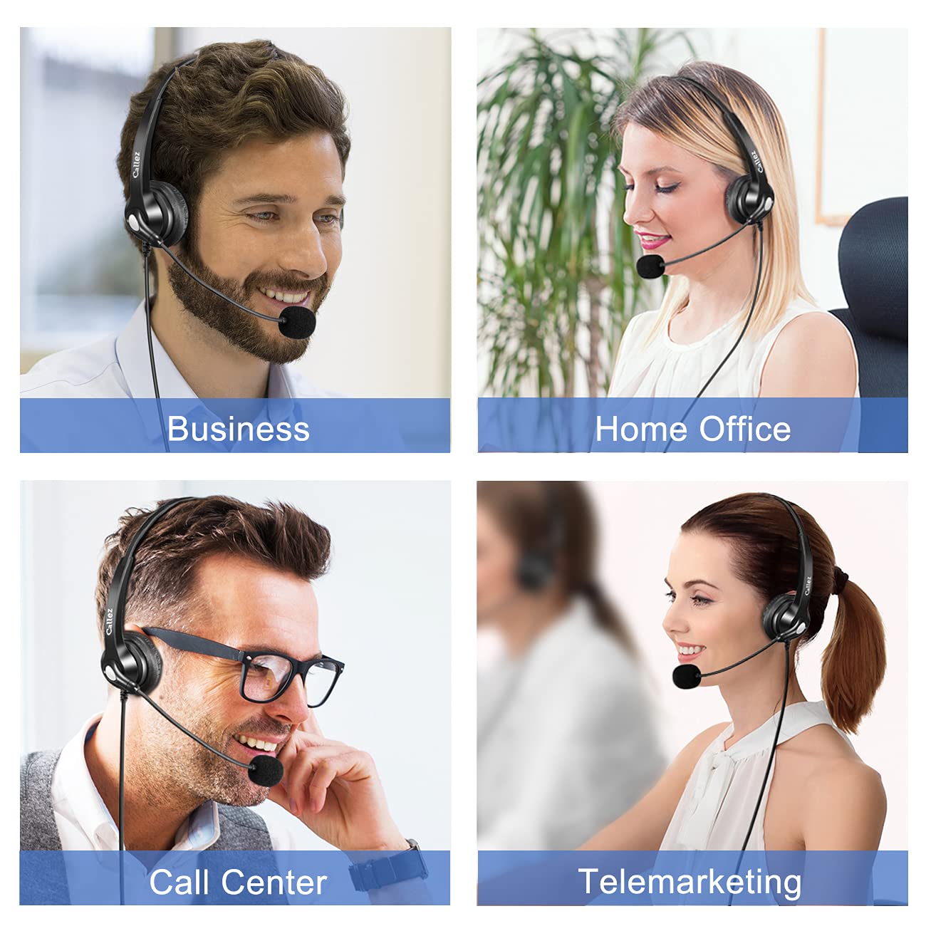 Casque Téléphone Fixe RJ9 avec Micro Anti-Bruit, Oreillette Téléphonique Compatible avec Grandstream GXP1620 Yealink SIP-T21P T41P T46 T48S Snom 300 320 712 Avaya 9608 Panasonic Bureau Centre d'appel