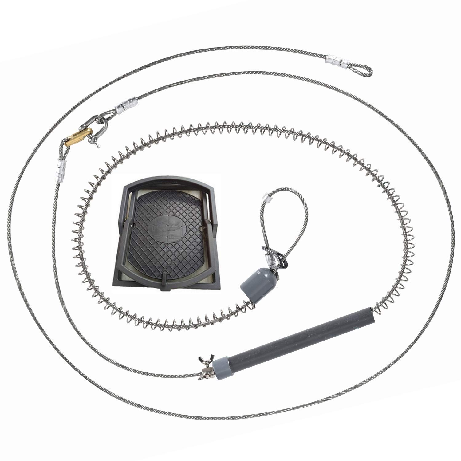 7.9 inches (20 cm) Kukurana Hunting Supplies with Treadboard Stainless Steel Push Springs 43.3 inches (1,100 mm) PVC Pipe Boar Deer Bad (1 Pack) | くくりわな より戻し 四角踏板 くくり金具 強力 押しばね ワイヤーロープ 4ｍｍ ワイヤーストッパー 標準 薄板 軽量 1代目～4代目適合