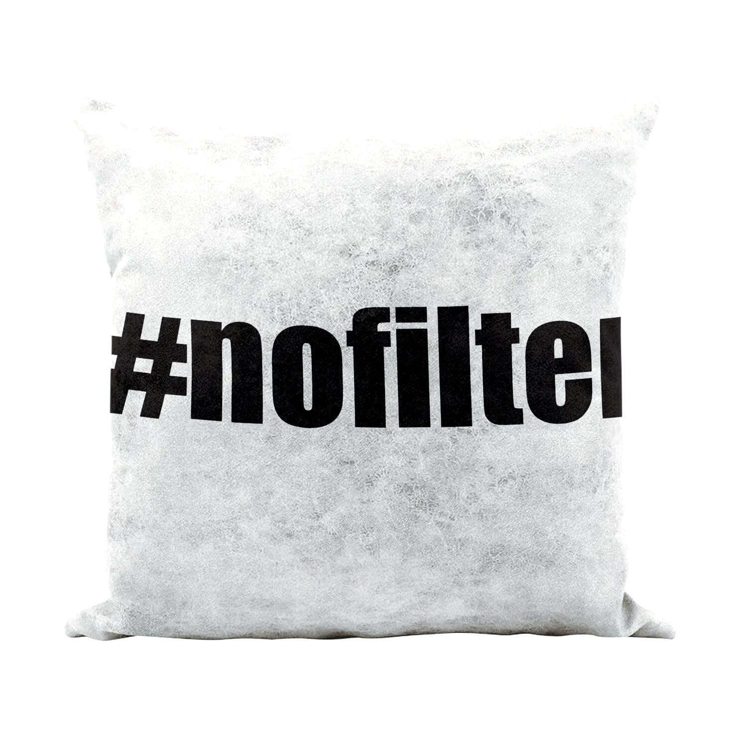 Coussin similicuir blanc humour hashtag no filter pour deco salon canape