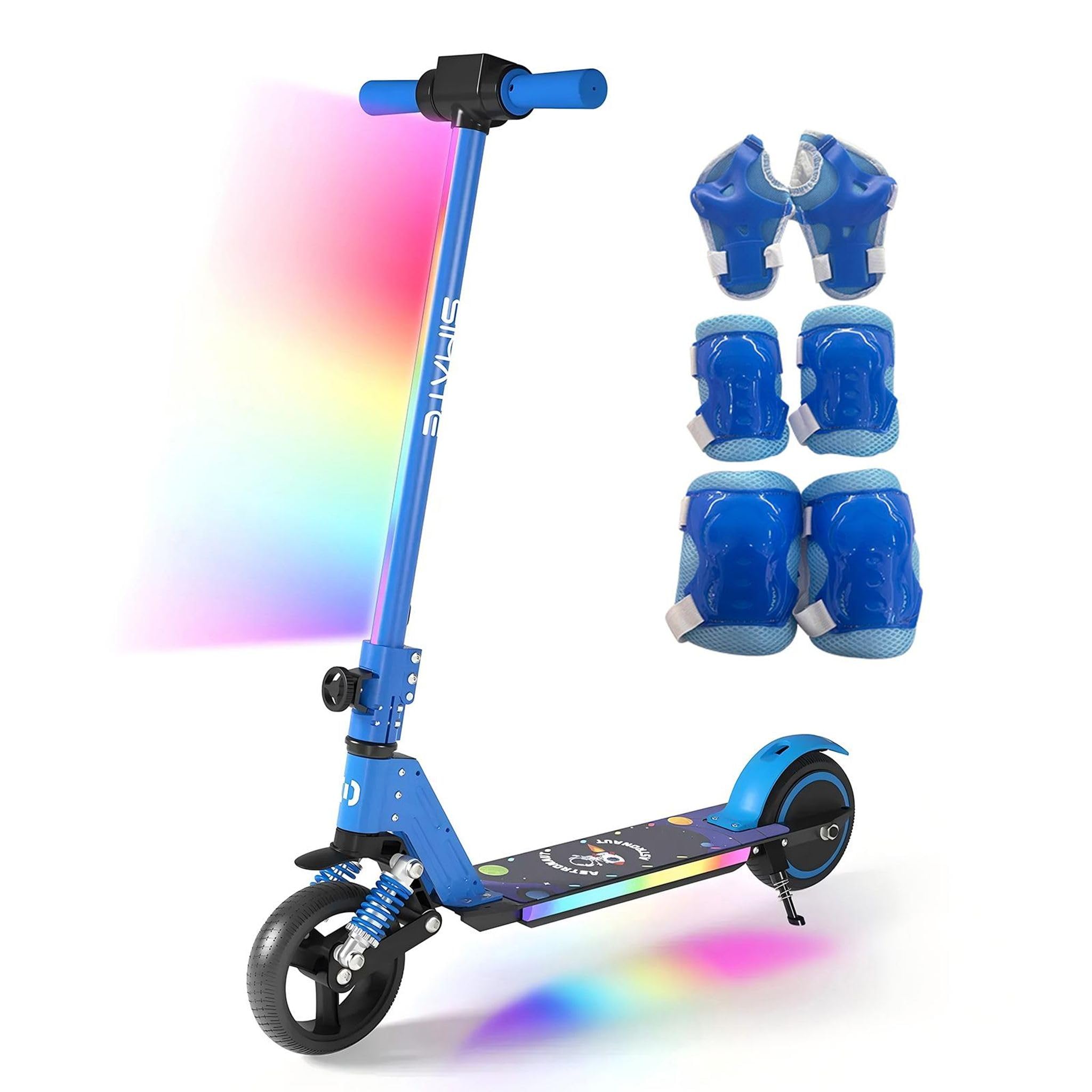 S5 Patín Eléctrico para Niños, Scooter Eléctrico Plegable con Luz LED, Llantas Todo Terreno de 6,5", Velocidad Máx. 14 km/h, para 6-14 Años, Azul