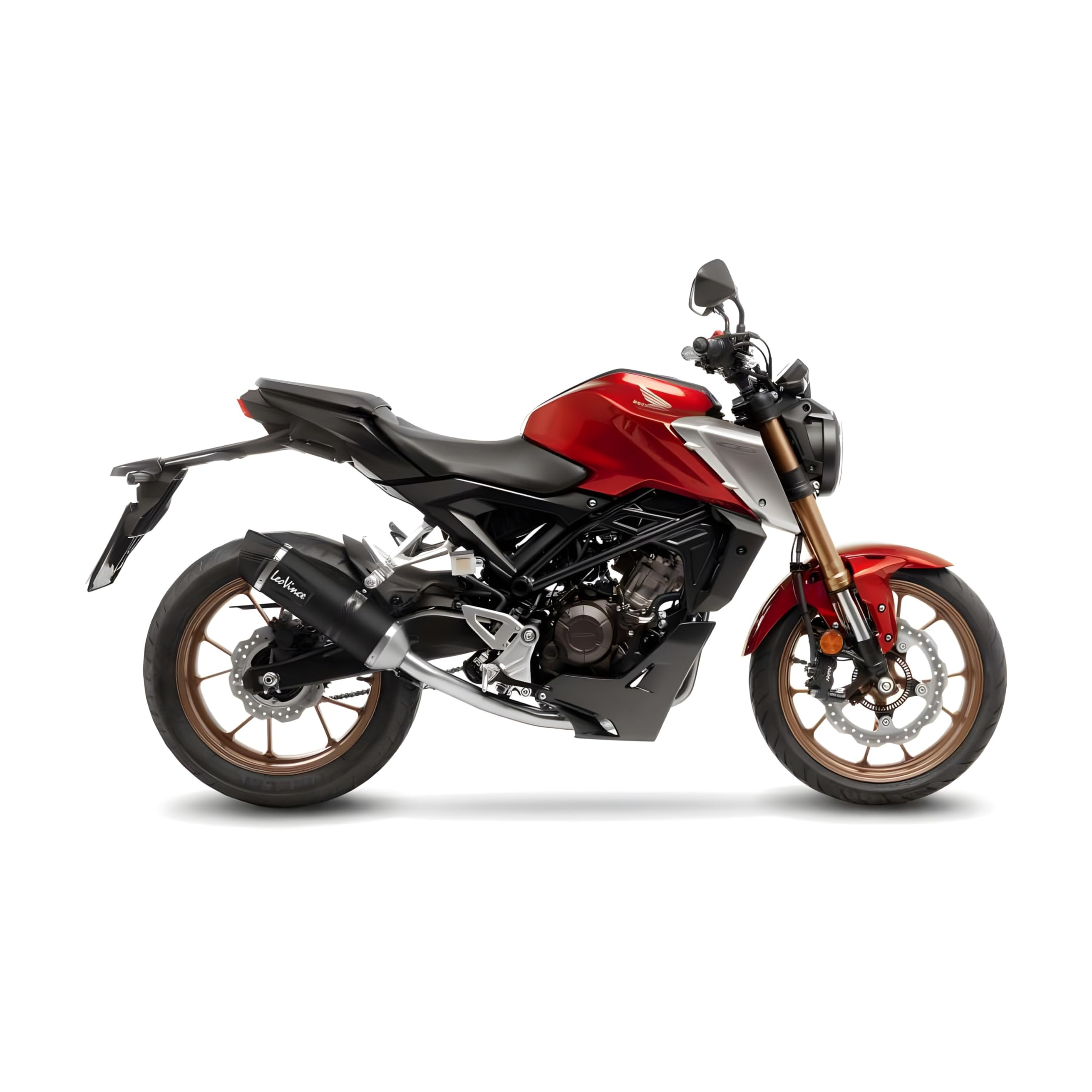 Auspuffanlage LeoVince Komplettanlage SBK LV ONE EVO Black Edition, Edelstahl schwarz, Carbon Kappe, 1/1, mit Katalysator, mit Zulassung für Honda CB 125 R Bj. 2021-2022