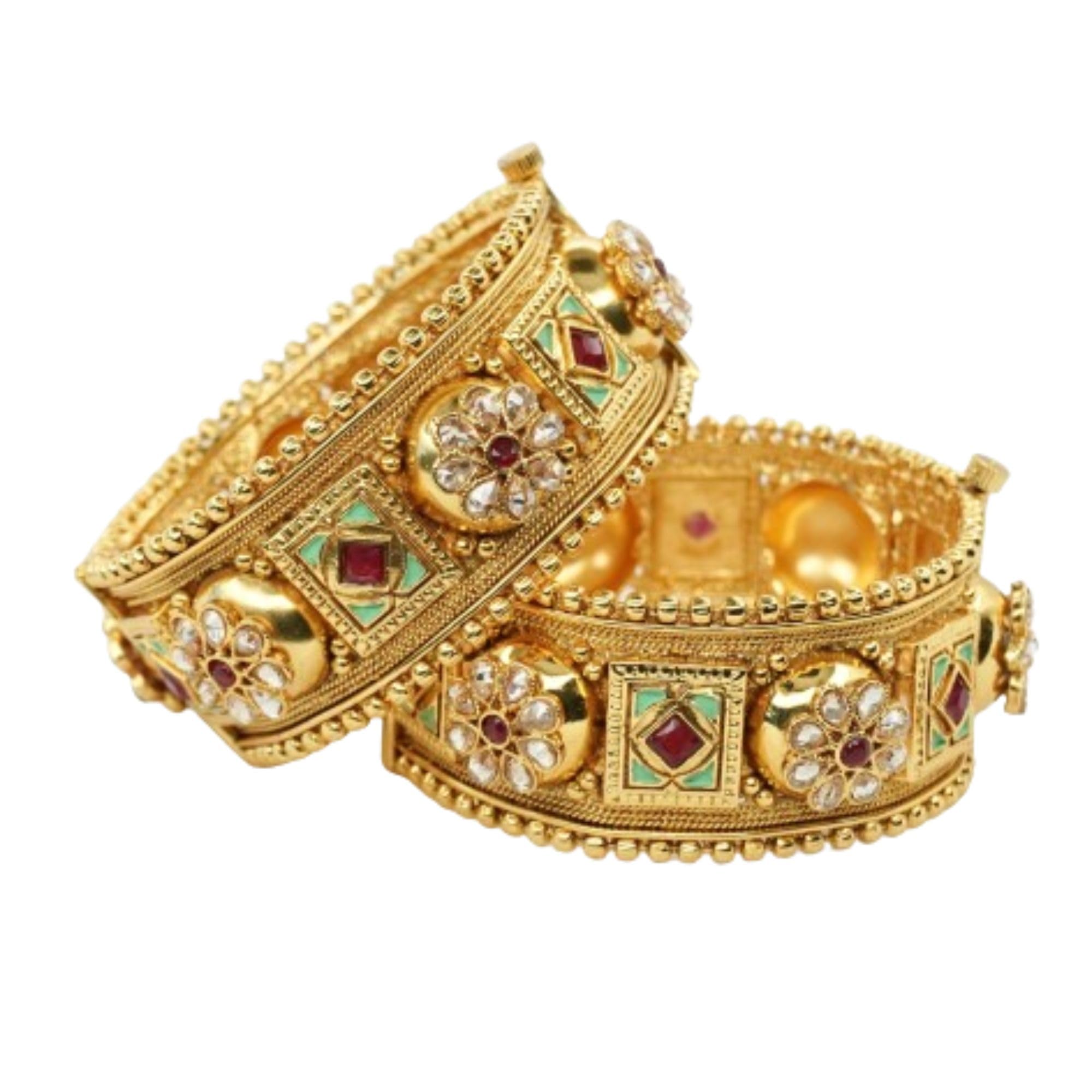 Panini Traditional Gold Bangles for Women Jewellery Gold Plated Bangle set for Women and Girls (2 Sets) (2.4) (B0CLD24HP9) Amazon Price History, Amazon Price Tracker