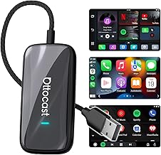 [Nuevo Modelo 2025] OTTOCAST Adaptador CarPlay y Android Auto Inalámbrico, 3 en 1 Caja AI Play2Video Ultra, Mira Netflix/YouTube en el Auto, Baja Latencia, Actualiza de Cableado a Inalámbrico