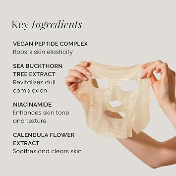 BEIGIC Luminous Hydrating Sheet Mask - Vegan Moisturizing Firming Face Mask Pack with Peptides, Vitamin C & Niacinamide for Dewy Glass Skin (0.84 fl oz)