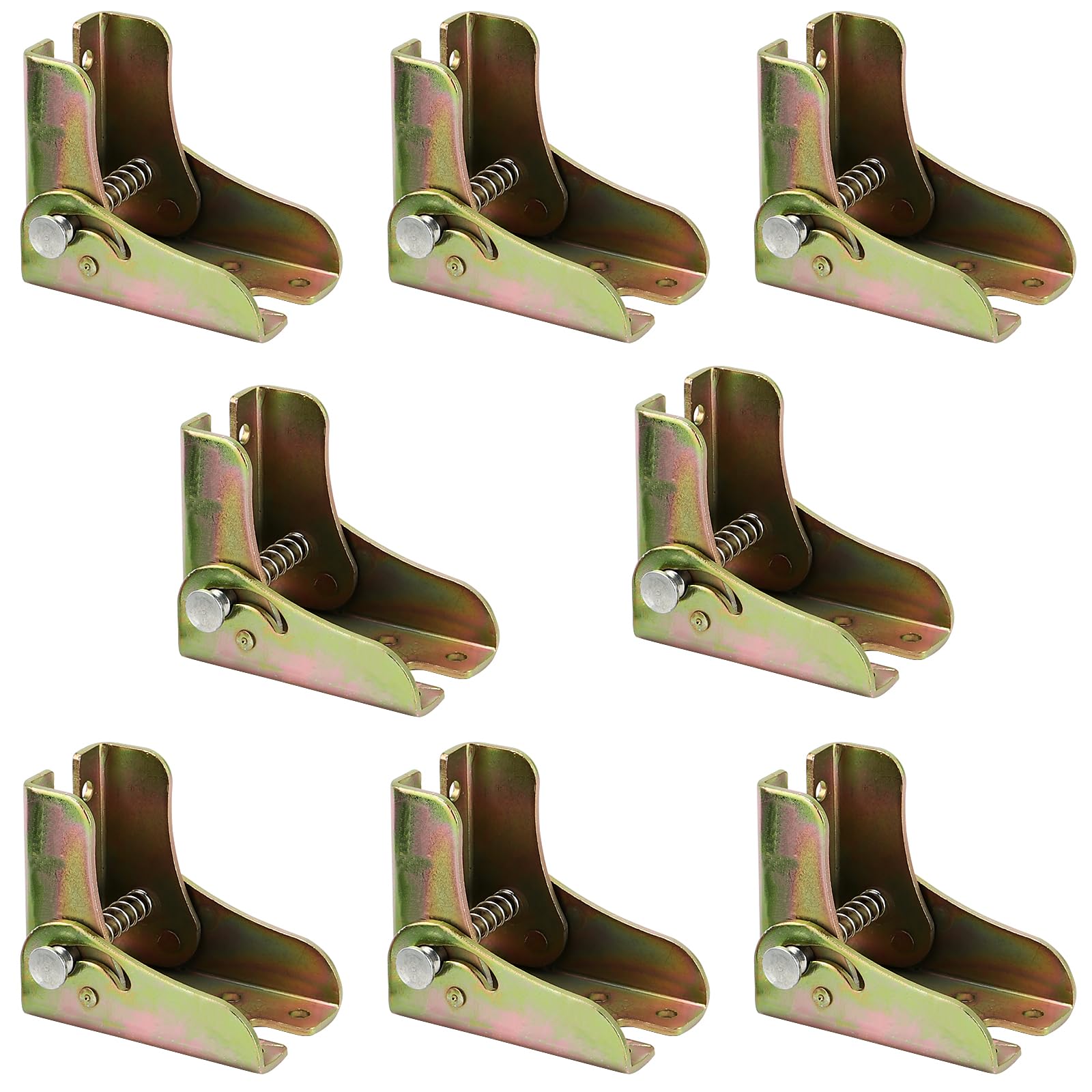 ZEONHAK 8 Pack 90 Degree Gold Folding Self Locking Hinge, Metal Table Leg Hinge Bracket, Folding Table Chair Leg Locking Hinges for Table Leg, Cabinet