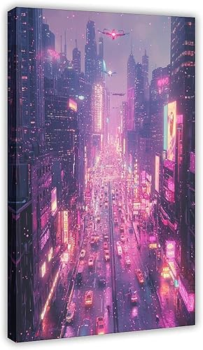Miniatura 1 de Cyberpunk Wall Poster  Retro Futuristic Cityscape Print  Neon Sci-Fi Artwork for Office Or Bedroom Canvas Art Poster And Wall Art Picture Print
