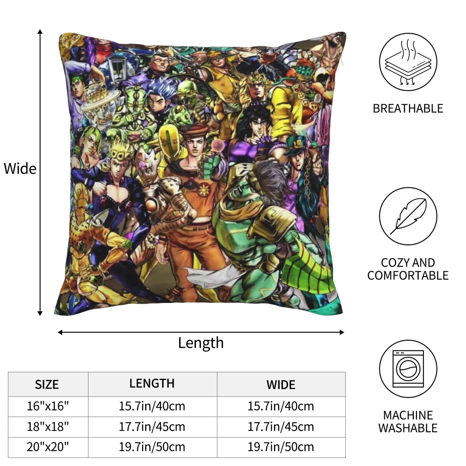 Amazon.co.jp: Jojo ジョジョの奇妙な冒険 正方形の枕カバー