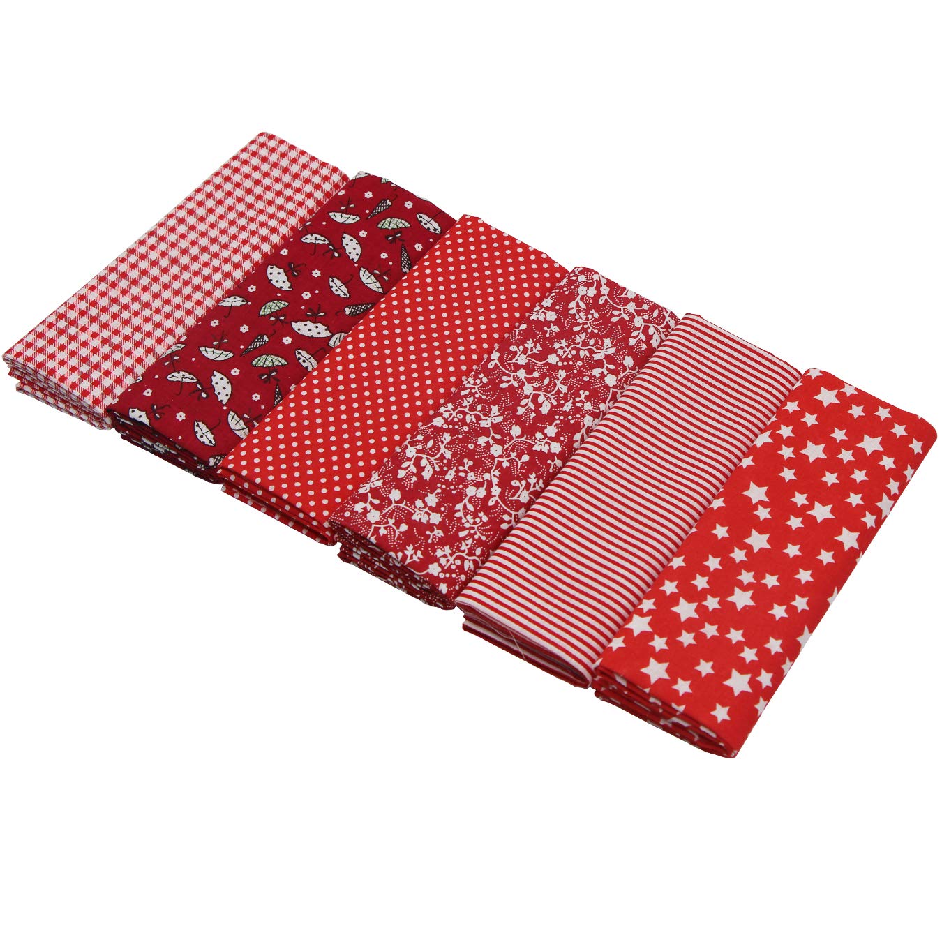 aufodara Katoenen stof, 7 stuks, 50 x 50 cm, bedrukt, textiel, patchwork, doeken, naaien, quilten, doe-het-zelf, stof, naaien, handwerk (roze