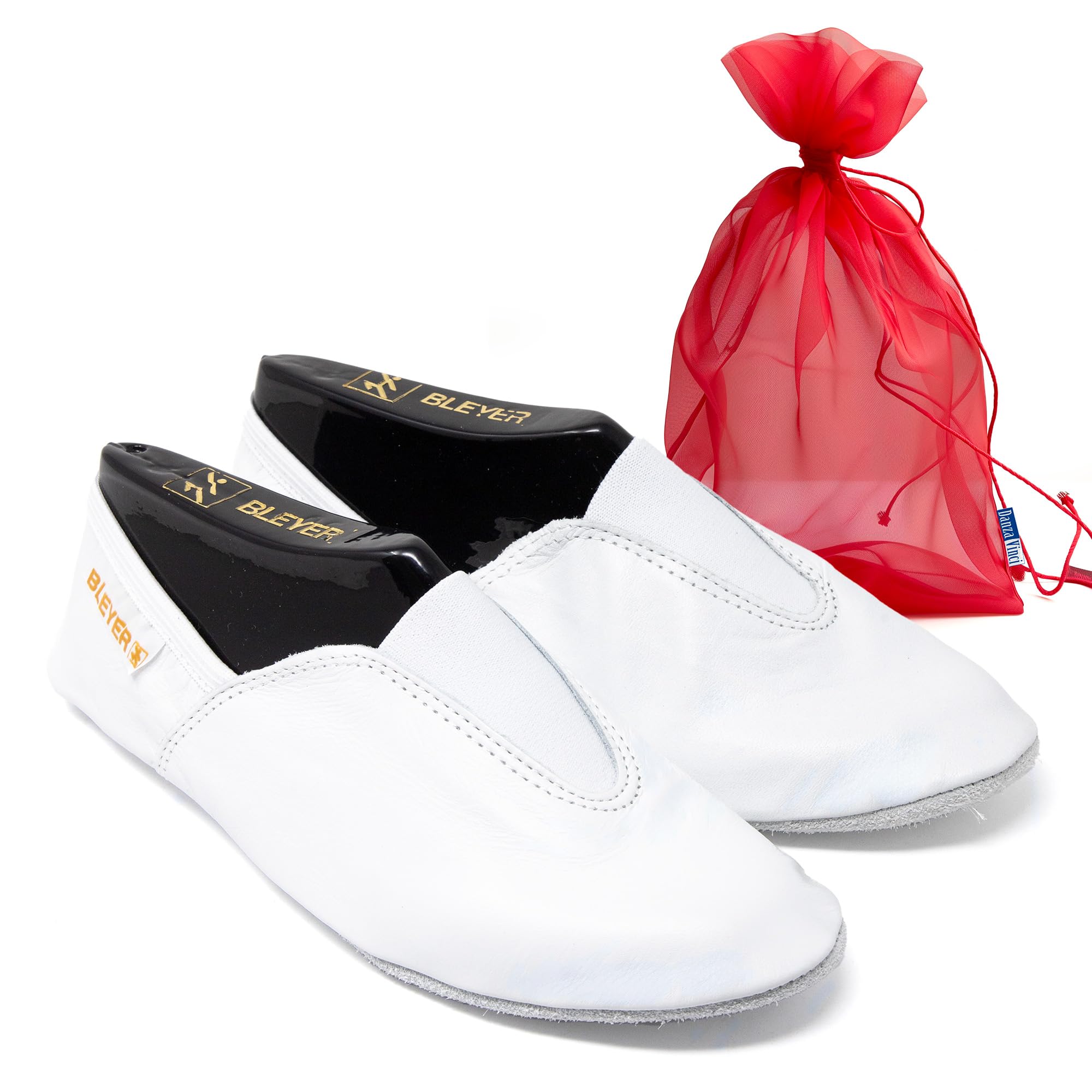 Bundle Bleyer Gymnastikschuhe 1645 Toronto mit Chiffonbeutel, Schläppchen aus Leder für Kinder und Erwachsene, Turnschläppchen
