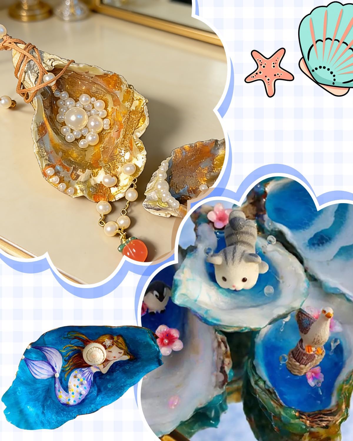 40PCS Oyster Shells for Crafts, 4-5 Inch Small Natural White Seashells Bulk for Vase Filler, DIY Arts and Crafts, Home Beach Decor, Wedding Decorations
