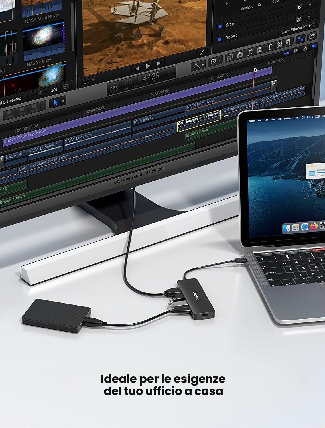 Hub USB C per MacBook Air M2, Dockteck 5 in 1 Dock USB C HDMI Adattatore 4k 60hz, 3 USB-3.0, 100W PD per MacBook Pro/Air M1/M2, iPad Pro, Steam Deck