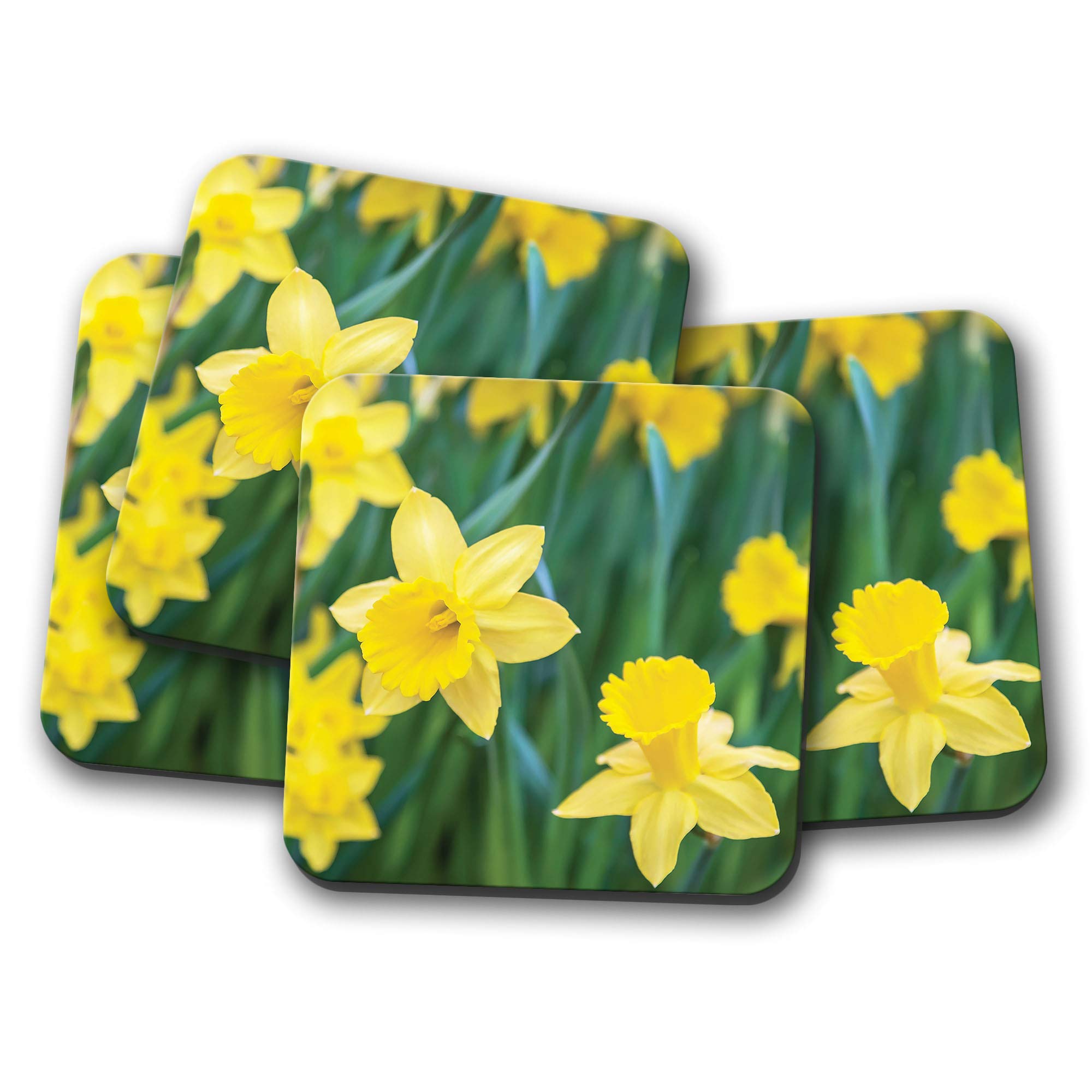 4 Set - Yellow Daffodils Coaster - Flowers Spring Mum Auntie Sister #14350