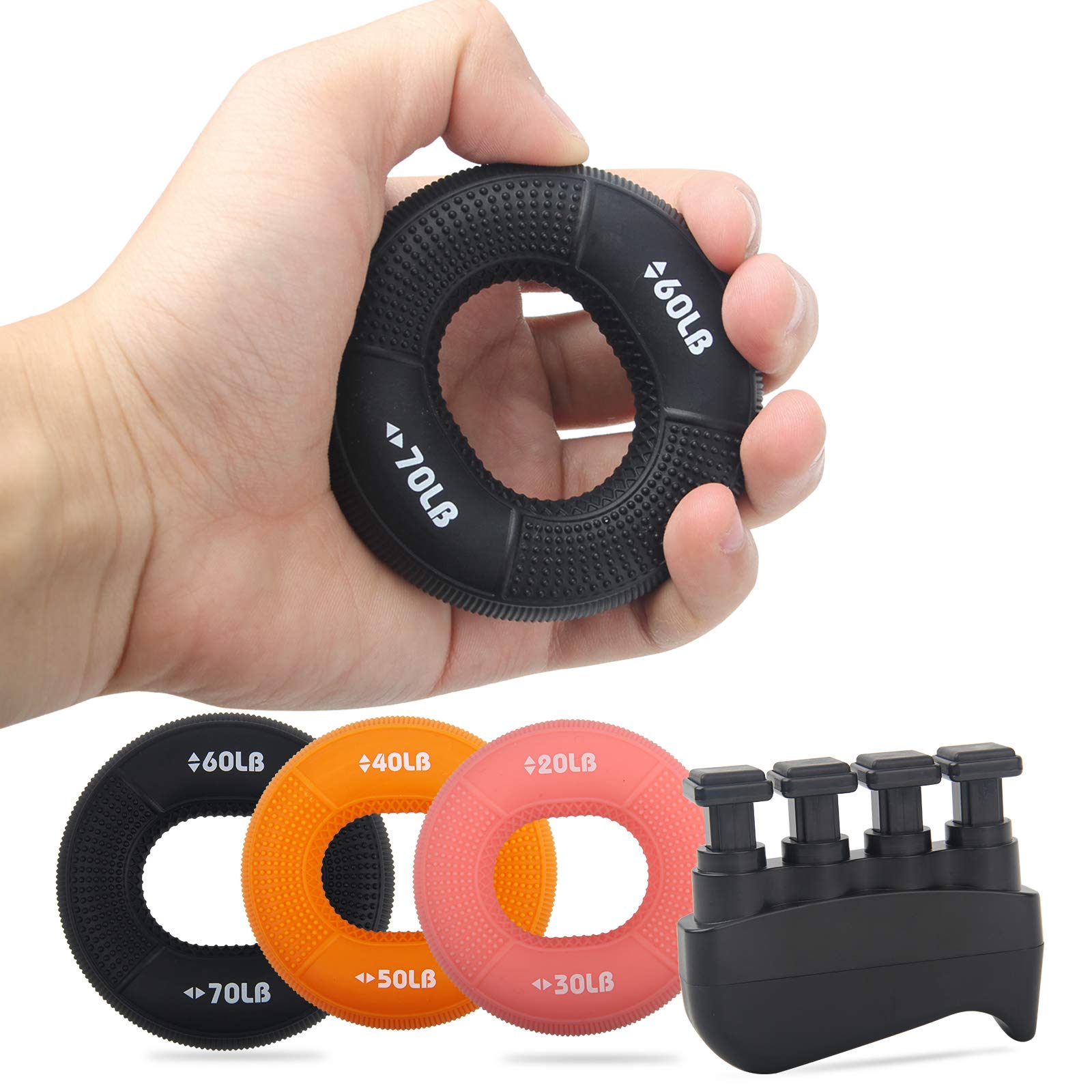 Buy Hand Grip Strengthener Kit( 4 Pack), Adjustable Resistance Finger