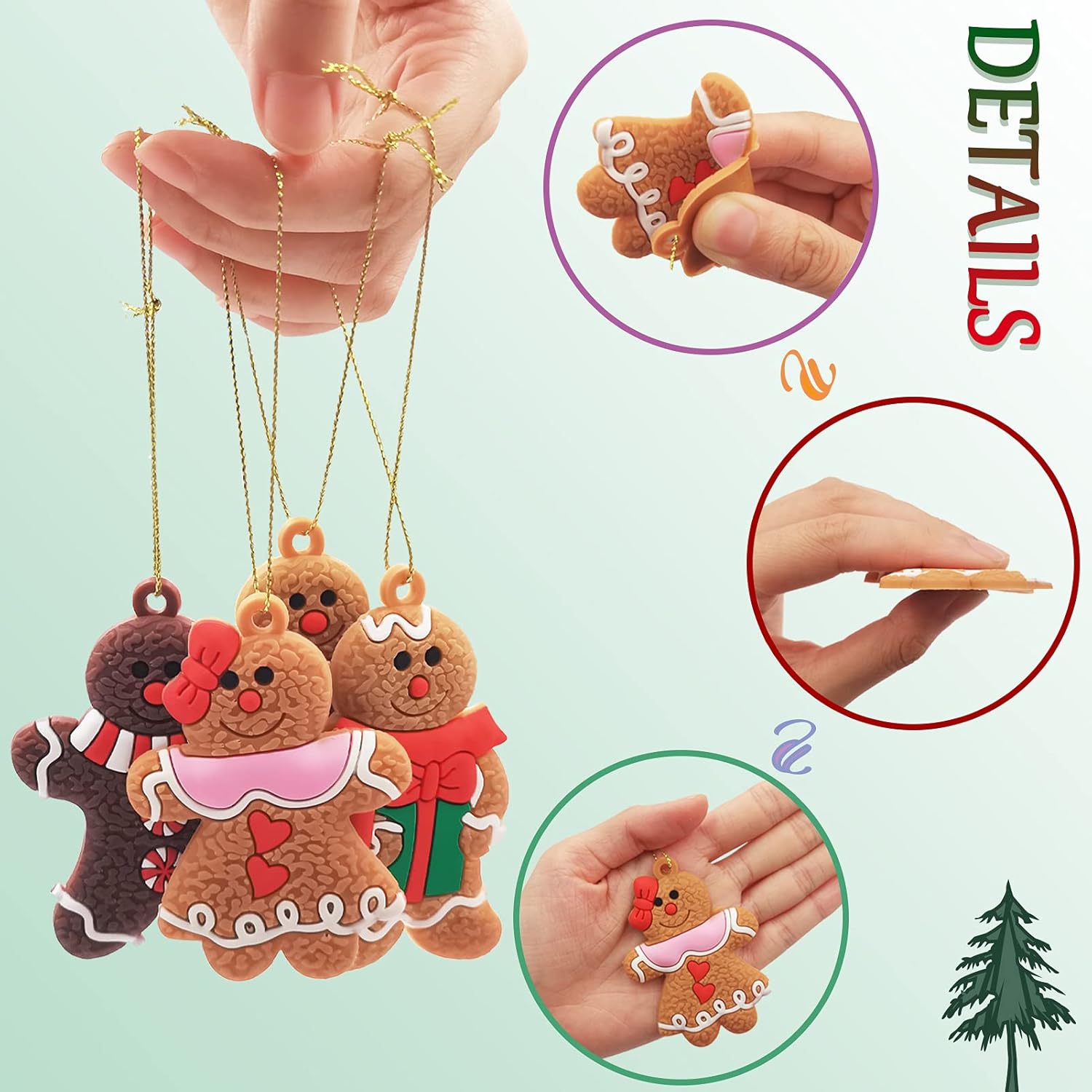 Gingerbread Ornaments, 12Pcs Christmas Gingerbread Man Ornaments for Christmas Tree Decorative Hanging Ornaments Holiday Christmas Decoration : Home & Kitchen
