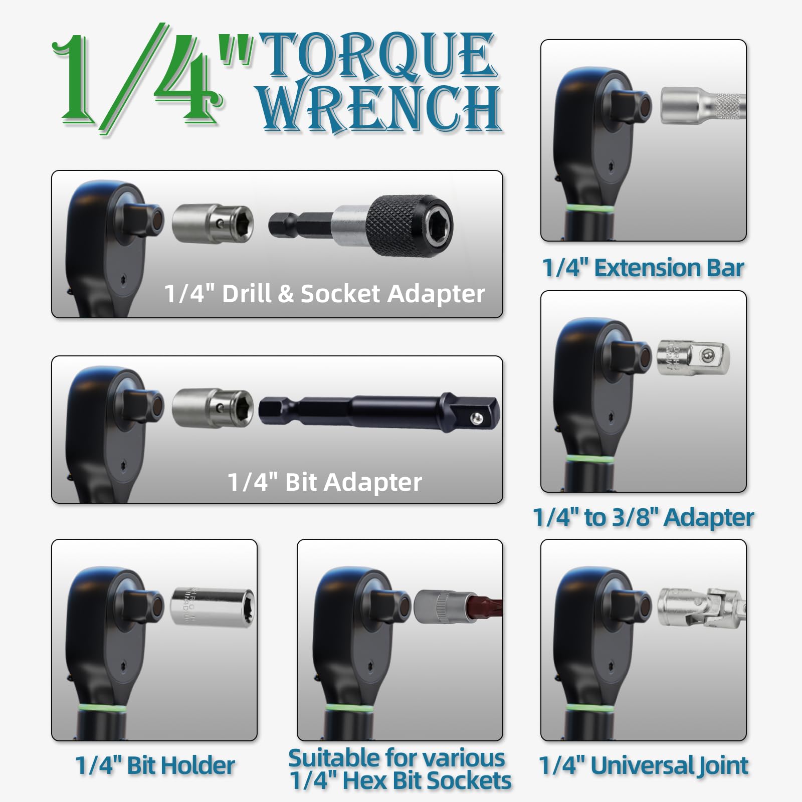 Chiave dinamometrica da 1/4", 1-25 NM, dinamometrica per bicicletta, 71 pezzi, set di chiavi dinamometriche per bicicletta (71 pezzi)